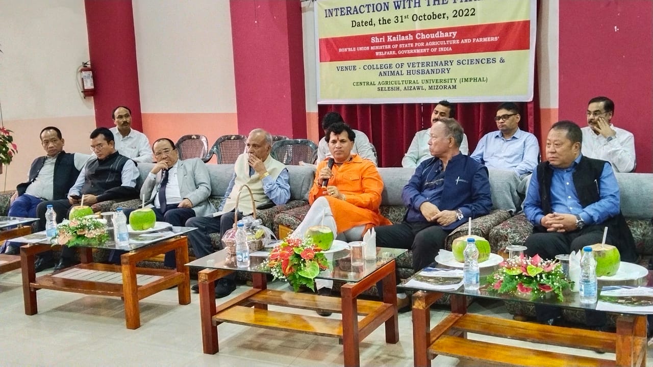 Interaction programme of Farmers of KVK Aizawl with Hon’ble Union Minister of State for Agriculture and Farmer’s Welfare Shri Kailash Choudhary.