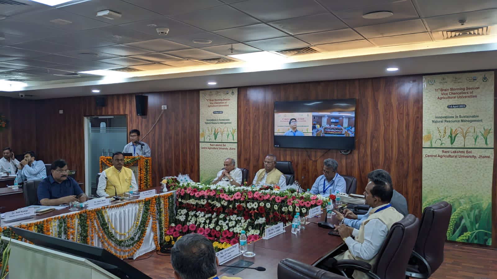 Hon’ble Vice-Chancellor Dr Anupam Mishra Co-chaired a session on “Introducing Innovations (Including AI, IoTs, Block Chain, Agri-Drone, Blended Learning” during the ongoing 11th Brain Storming Session of the Vice Chancellor’s of Agricultural Universities at RLBCAU, Jhansi (7 to 8 April, 2023)