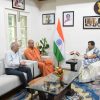 Hon’ble Vice Chancellor CAU Imphal Dr Anupam Mishra and Pujya Kadsiddheshwer Swamiji, Kanerimath Kolhapur (MS) called on Hon’ble Governor of Manipur Ms. Anusuiya Uikey at Raj Bhawan, Imphal on 11th August,  2023.