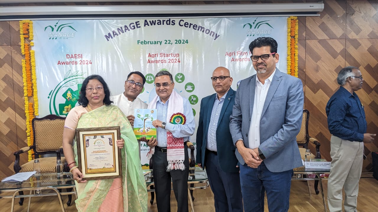 College of Agriculture, CAU, Iroisemba, Imphal, Manipur received the ‘Best Institutional Film Award’ from the National Institute of Agricultural Extension Management (MANAGE), Hyderabad.