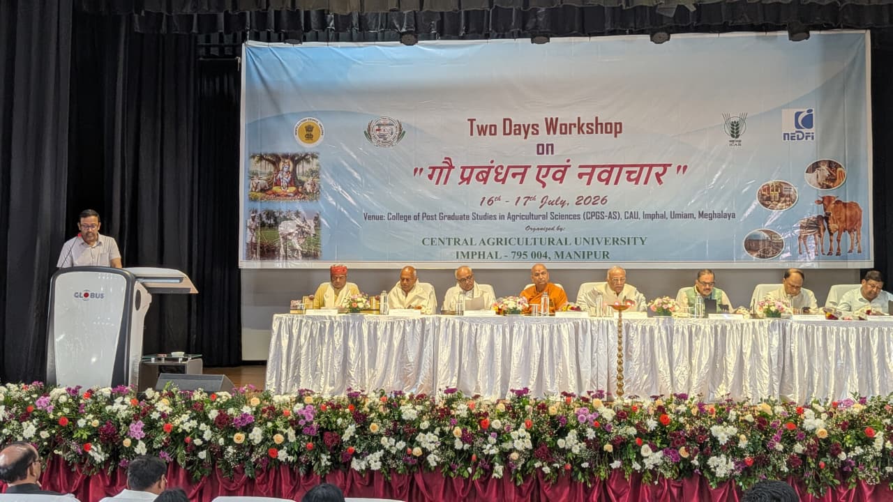 The CAU, Imphal inaugurated a two-day National Workshop on “Cow Management and Innovation (गो प्रबंधन एवं नवाचार)” on 16 July 2026 at CPGSAS, Umiam